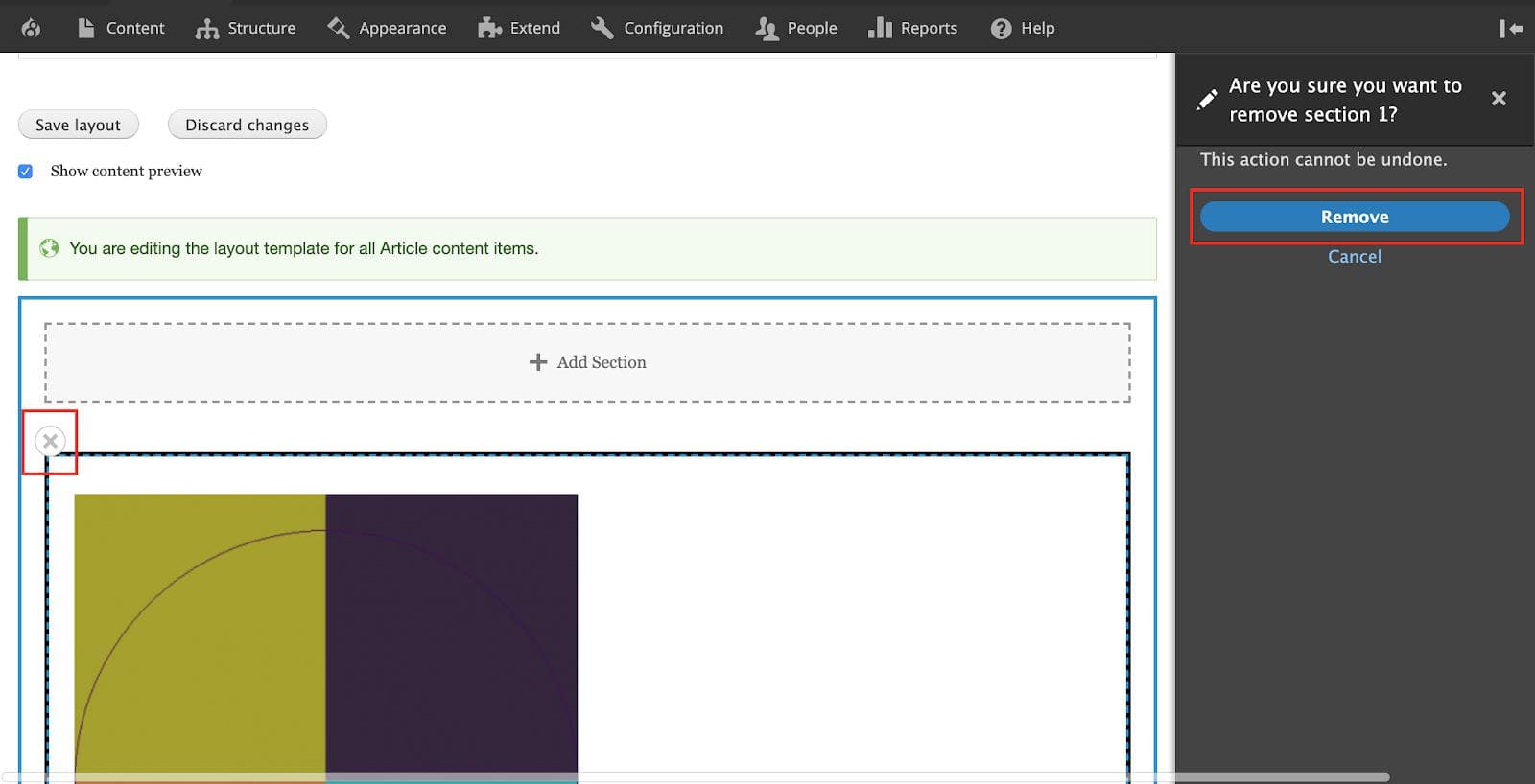 add sections to layout builder