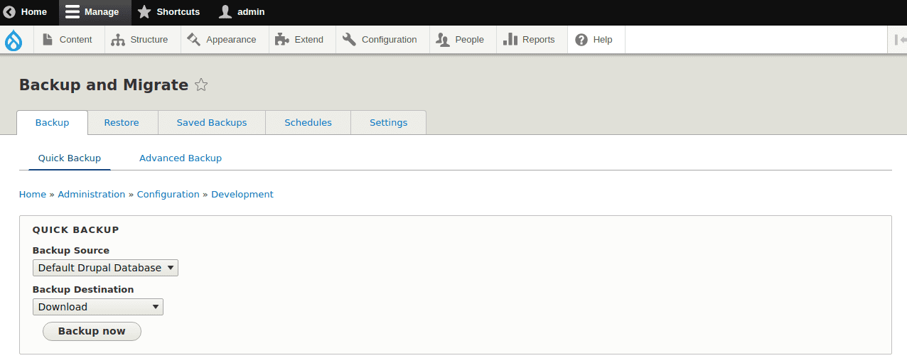 Backup and Migrate Module