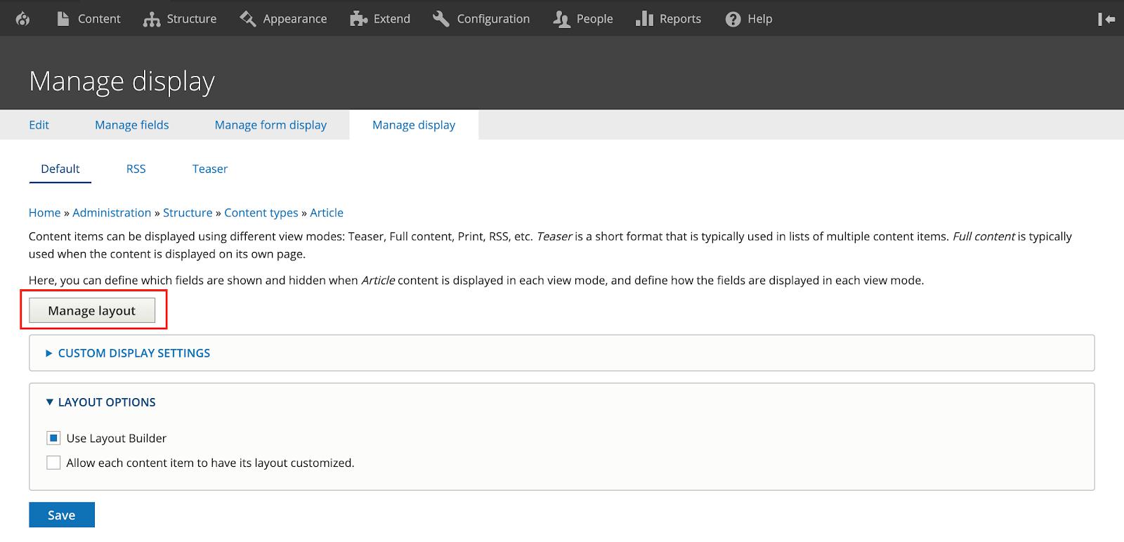 Manage Display